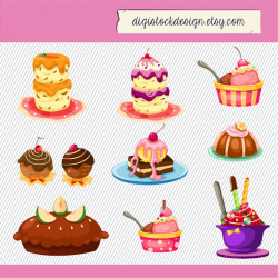 Stylish Sweet Cake Clipart. Food Illustration. Cake
