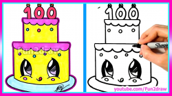 How To Draw and Color a Cute Cake Easy - 100 Million Views ...