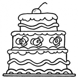 Free Cake Clip Art Image: Multi-Layer Birthday Cake Coloring Page ...