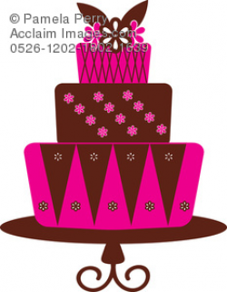 Clip Art Illustration of 3 Layered Fondant Bakery Cake
