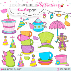 Mad Hatter's Tea Party Cute Digital Clipart - Commercial Use OK ...