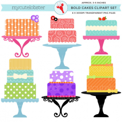 Bold Cakes Clipart Set clip art set of bright bold cakes