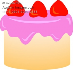 Dessert Clipart Illustration of a White Cake With Pink Frosting and ...