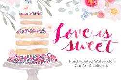 Wedding Cake Watercolor Clip art ~ Illustrations ~ Creative Market