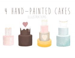 hand-painted cakes clip art watercolor cakes birthday cake