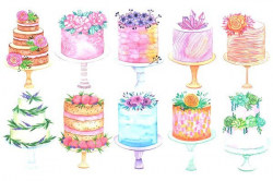 Watercolor cake set - Illustrations | Journal | Pinterest ...