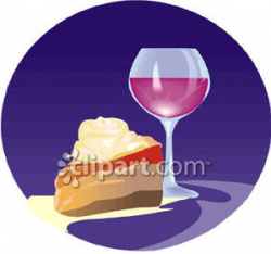 Slice of Cake With a Glass of Wine - Royalty Free Clipart Picture