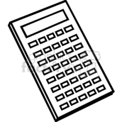 Black and white outline of a calculator clipart. Royalty-free clipart #  382497