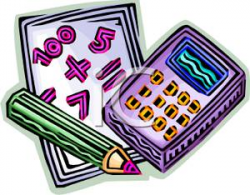 Royalty Free Clipart Image: A Green Pencil with a Calculator