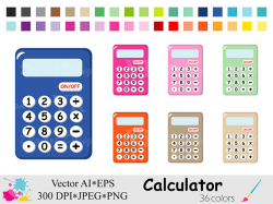 Calculator Clip Art, Rainbow Calculator Clipart, Math Planner ...