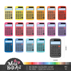 30 Colors Calculator Clipart Instant Download