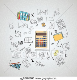 Vector Clipart - Calculator accountant business doodle hand draw ...