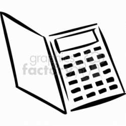 Royalty-Free Black and white outline of a calculator with buttons ...