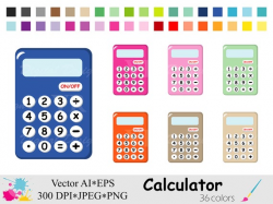 Calculator Clip Art, Rainbow Calculator Clipart, Math Planner Stickers  Clipart, School Clipart, Stationary Digital Download Vector Clipart