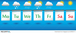 Calendar Weather Forecast For The Week, Icons And Badges ...
