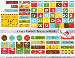 Class Bulletin Board Calendar Clipart SET: 300 dpi School