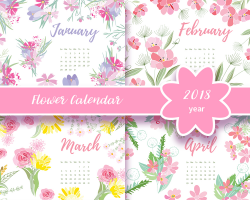Flower Calendar 2018 year by Rasveta | Design Bundles