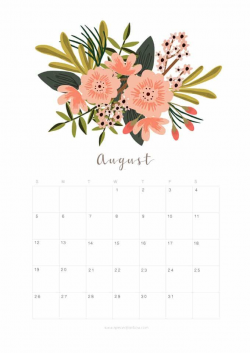 Printable August 2018 Calendar Monthly Planner - Flower Design ...