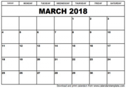 March 2018 Calendar Clipart