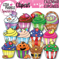 Seasons and Holidays Cupcake of the Month Clipart | TpT