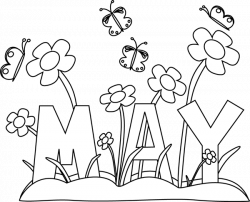 Black and White Month of May Flowers Clip Art - Black and White ...
