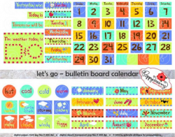 Let's Go Bulletin Board Calendar Clipart SET: (300 dpi) School ...