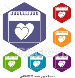 Clipart - Wedding date day on calendar icons set. Stock Illustration ...