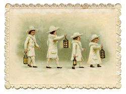 Vintage Winter Clip Art - Sweet Snow Children with Lanterns - The ...