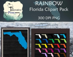 Rainbow Watercolor California Clipart Pack California clip