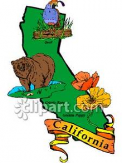 California State Bird, Animal and Flower - Royalty Free Clipart Picture