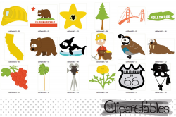 CALIFORNIA State clipart, Cute California bear - INSTANT art