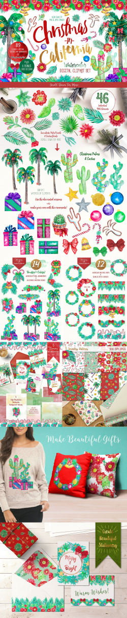 Christmas in California clipart set by RachelLang on @creativemarket ...