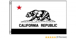 Black and White CALIFORNIA FLAG, 3'x5' CA Republic American banner