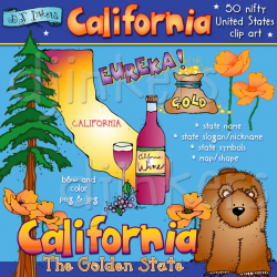 Sunny California clip art for the golden state by DJ Inkers - DJ Inkers