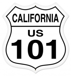 Retro California Route 101 Shield Tin Sign 28 x 28 Inches