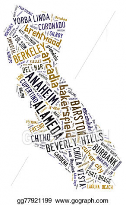 Stock Illustration - Word cloud showing cities in california ...