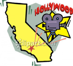 Hollywood Star on Map of California - Royalty Free Clipart Picture