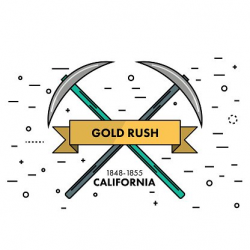 Flat Thin Line Gold Rush California Banner OR Logo premium ...