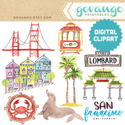SAN FRANCISCO Digital Clipart Instant Download Illustration Clip Art ...
