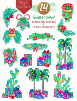Christmas in California clipart set ~ Illustrations ~ Creative Market