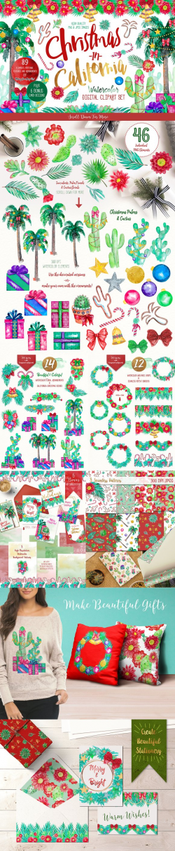 Christmas in California clipart set ~ Illustrations ~ Creative Market