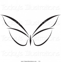 Clipart of a Calm Black and White Butterfly Logo by elena - #119