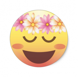 Flower Crown Happy Calm Emoji Face Sticker | Zazzle.com