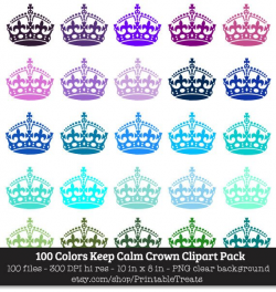 100 Colors Keep Calm Crown Clipart Commercial Use