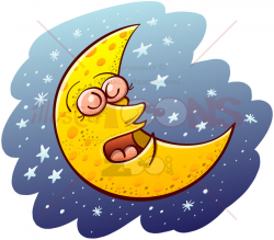 Beautiful crescent moon sleeping placidly - illustratoons