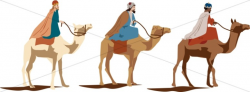 Three Magi on Camels | Epiphany Clipart