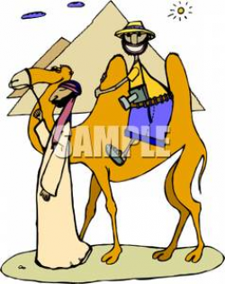 An Egyptian Man Leading a Tourist on a Camel - Royalty Free Clipart ...