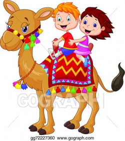 Vector Art - Little kid riding decorated camel. EPS clipart ...