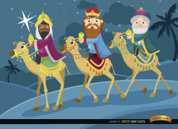 Three wise men journey camels - Vector download