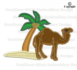 Camel embroidery applique design, palm tree machine embroidery ...